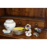 Floral baskets by Aynsley, Adderley, Royal Albert etc. Wedgwood Chinese Legend ginger jar and cover,