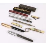 Pens, to include a fountain pen with 14 carat gold nib, three pen knives (10)