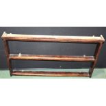 19th Century oak plate rack with two shelves, 123cm wide