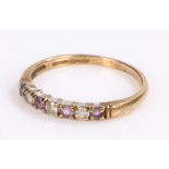 9 carat gold amertsty set ring, with cubic zirconia, ring size M 1/2
