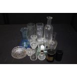 Collection of decorative glass items, vases, bottle, candle holders, swan, etc, (qty)