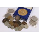 Collection of coins, some pre 1947, together with a Yardley of London medallion