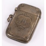 Silver vesta case, with an engine turned case, 5.7cm high