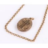 Locket and chain, with a cross to the locket