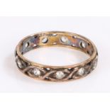 9 carat gold and silver eternity ring, ring size M