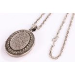 Silver locket with chain, the locket 34mm wide