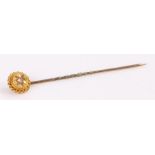 15 carat gold diamond set stick pin