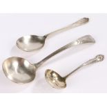 Silver Sifter Spoon, together with two silver plated spoons with the Palace of Westminster