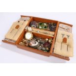 Collection of jewellery contained in a jewellery box to include rings, brooches, necklaces, hat pins