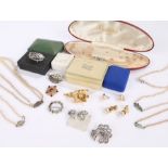 Jewellery, to include brooches, pearl necklaces, etc, (qty)