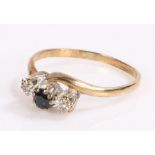 9 carat gold sapphire and diamond set ring, ring size O
