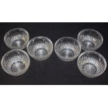 Set of six cut glass bowls