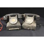 Two black Bakelite telephones, (2)