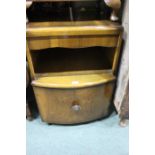 Mid 20th Century walnut veneered bedside cupboard, with concealed frieze drawer above an open recess