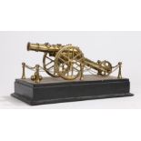 Desk ornament, of a cannon and carriage, 32cm long