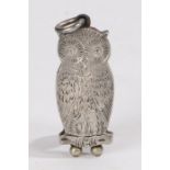 Victorian novelty silver cigar cutter, Birmingham 1891, maker TA & Co, as an owl with wide eyes