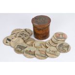 19th Century child's picture alphabet, with pictorial round cards and letters to the reverse, housed