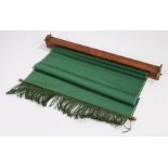 19th Century kingwood and ormolu carriage blind, the green watered silk blind with tasselled ends,