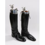 Pair of leather riding boots, in black leather, together with the Bootlegger riding boot trees