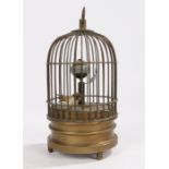 Novelty automaton table clock modelled as a bird in a cage, 15cm high