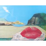 Kennel? pair of red lips in a landscape, signed limited edition print numbered 135/300, housed in