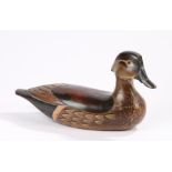 Tom Taber decoy duck, signed to the base, 38cm long