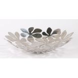 Monica Mulder silver plated dish, formed from pierced stylised leaves, 42cm diameter