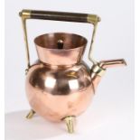 Christoper Dresser for Benham and Froud copper and brass kettle, with turned wooden handle,