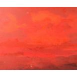 Red clouds, unsigned oil on canvas, housed in a gilt frame, 54cm x 44cm