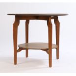 Remploy walnut veneered circular occasional table, the quarter veneered top raised on shaped legs