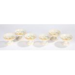 Set of six A.E.Gray & Co. Ltd porcelain pedestal bowls, with foliate decoration, 10.5cm diameter (