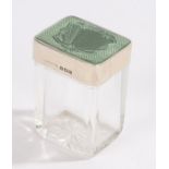 George V silver and clear glass dressing table pot, Birmingham 1935, makers marks rubbed, the