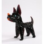 1950's Murano glass dog, the deep purple glass dog with orange tongue and nose, pale blue eyes, 17cm