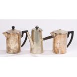 Melior silver plate coffee cafetiere and hot water jug, with Art Deco style finials and angular