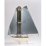 Mid 20th century heater in the form of a sailing ship, 75cm high, 64cm wide