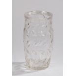 Art glass vase, the clear glass body with stylised leaf and stem decoration, indistinctly signed