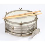 Snare drum, 35cm diameter, together with a pair of drumsticks (3)