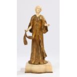 Louis Ouvet, (Died 1920), a gilt bronze and ivory figure of an Art Nouveau lady with her arms