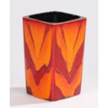 Anita Harris art pottery vase, trial piece, the vase of square tapering form, the body with abstract