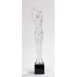 Sergio Rossi Murano glass figure, in clear glass with bubble effect of a standing figure, signed