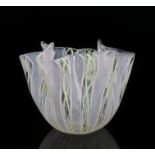 Vanini handkerchief vase circa 1950, designed by Fulvio Bianconi, with yellow and white twisted