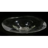 Art glass dish, the central field with pierced white metal panel depicting figures, surrounded by