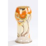 Clarice Cliff Bizarre Rhodanthe pattern vase, shape 268, with orange yellow and brown foliate