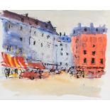 D F Griendl, Avenue de Rome, Paris, pen, ink & watercolour, signed & dated ’83, housed in a gilt