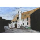 Attributed Gill Levin, 20th Century British School, Cottages by a road, 52.5cm x 35cm