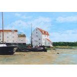 Shirley Anne Webb, 20th Century British School, Woodbridge Tide Mill, acrylic, 34cm x 24cm