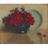 Frederick Boyd Waters (1879-1967) Sill life of flowers with a bowl and dish, signed oil on board,
