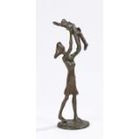 Bronze figure depicting a mother & child, 25cm high