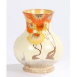 Clarice Cliff Bizarre Rhodanthe pattern vase, shape 774, with orange yellow and brown foliate