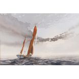 Alan Farrell, sailing vessel beneath a cloudy sky, signed watercolour, housed in a gilt frame, the